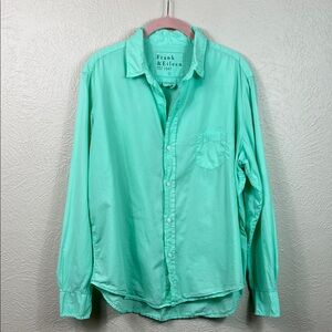 Frank & Eileen Seafoam Mint Green Eileen Long Sleeve Cotton Blouse Large